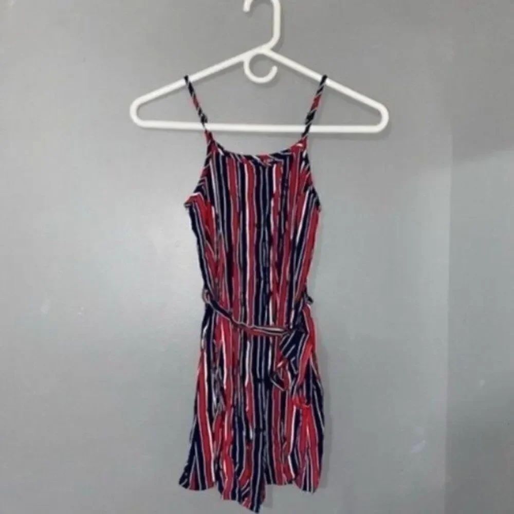 Navy and Red Striped Tie Dress